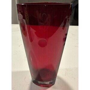 Whitefriars/Baxter Ruby Red Glass Three Sided Vase/Christmas Ware